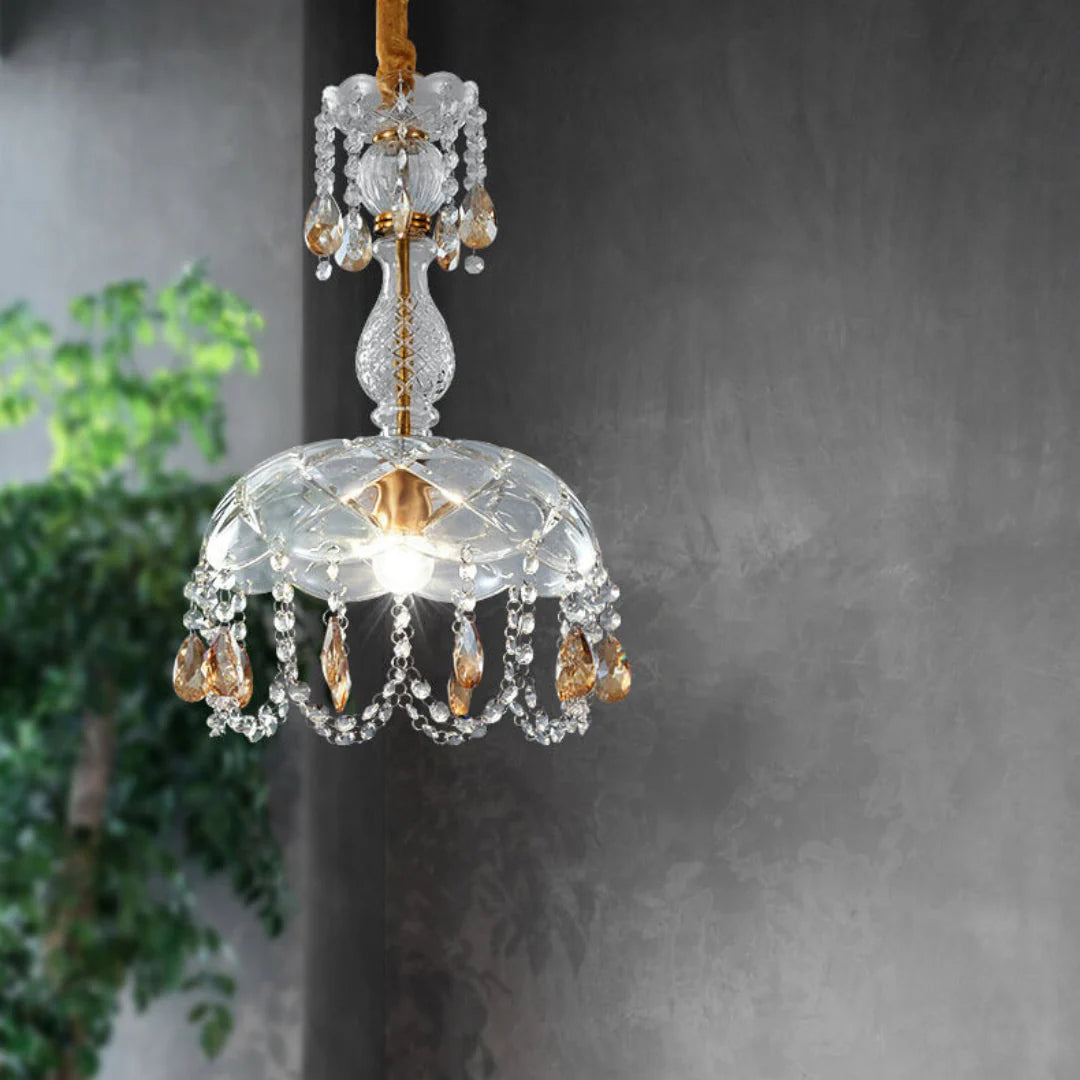Rondelle Crystal Flower Pendant Lamp