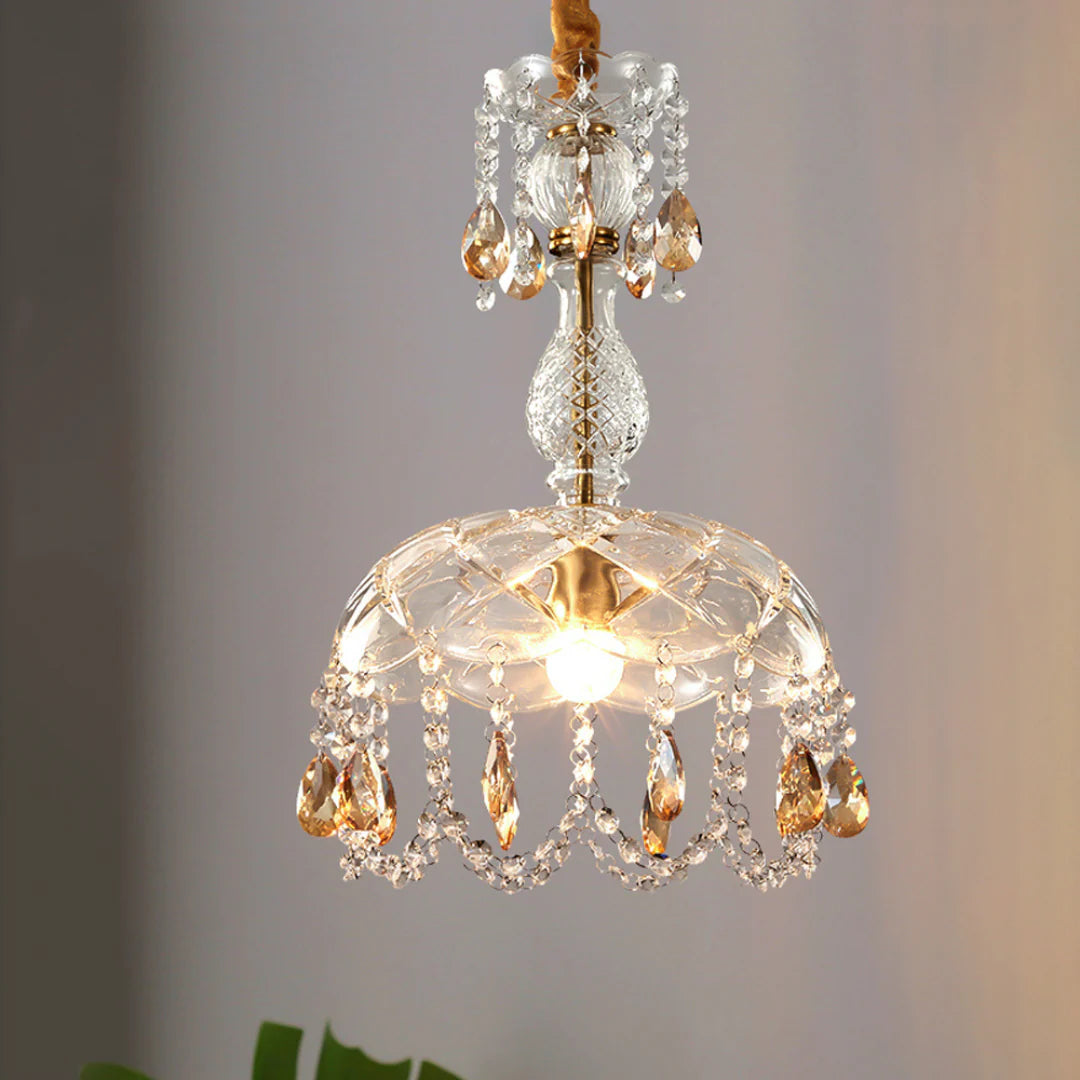Rondelle Crystal Flower Pendant Lamp