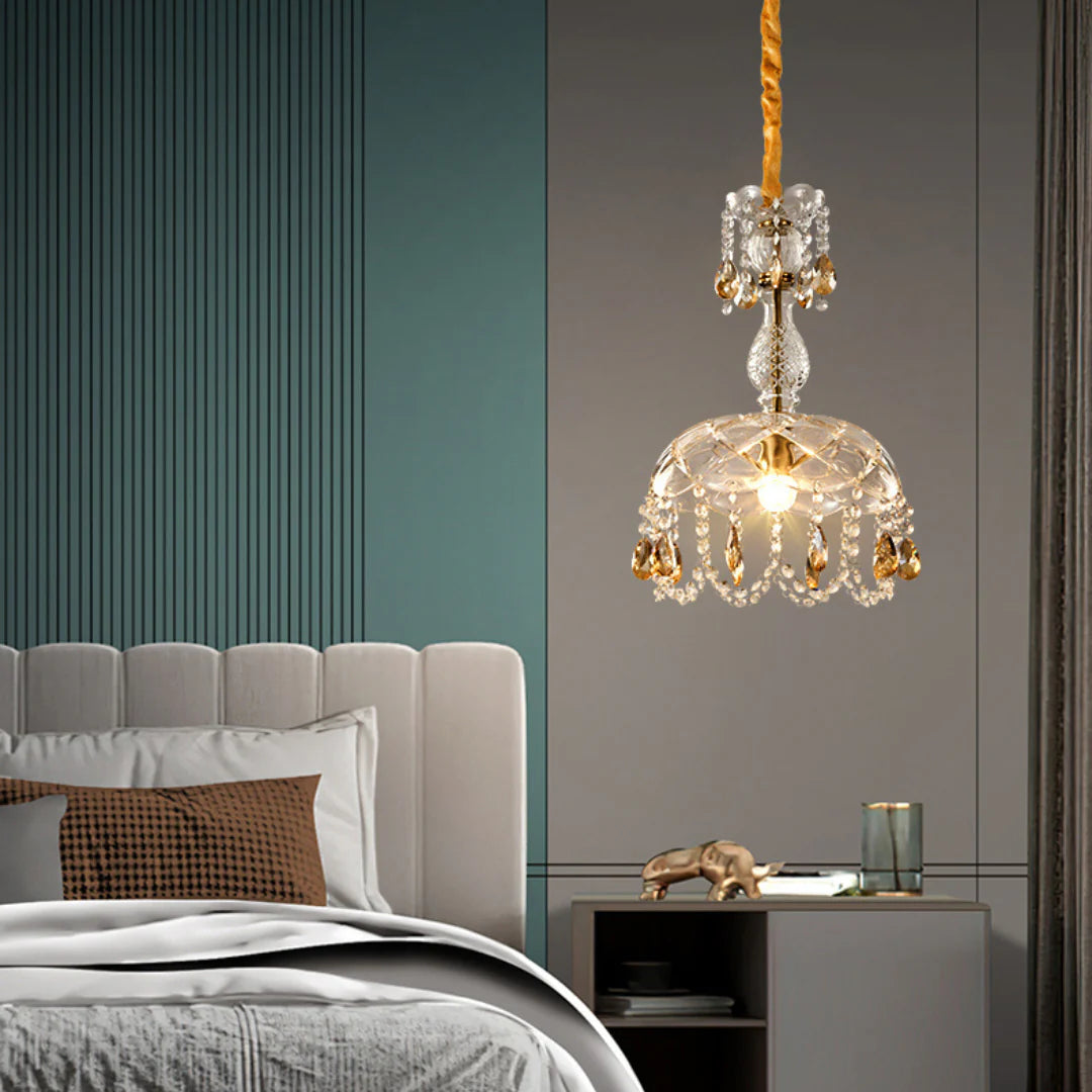 Rondelle Crystal Flower Pendant Lamp