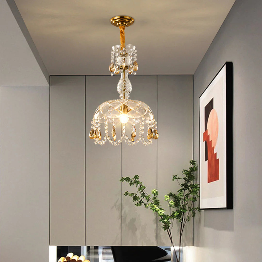 Rondelle Crystal Flower Pendant Lamp