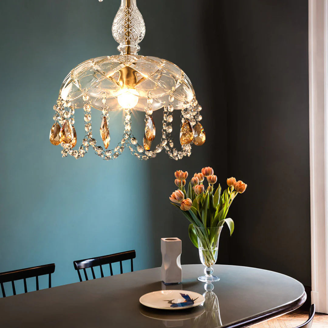 Rondelle Crystal Flower Pendant Lamp