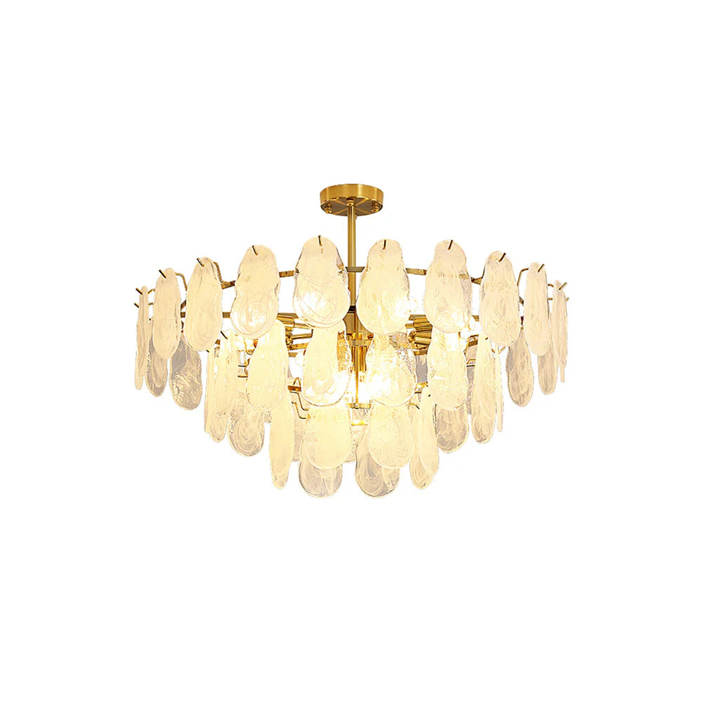 Round Cloud Glass Brass Chandelier