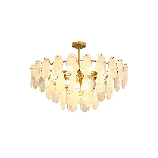 Round Cloud Glass Brass Chandelier
