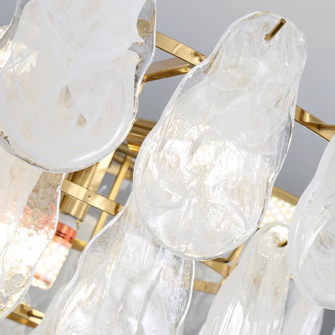 Round Cloud Glass Brass Chandelier
