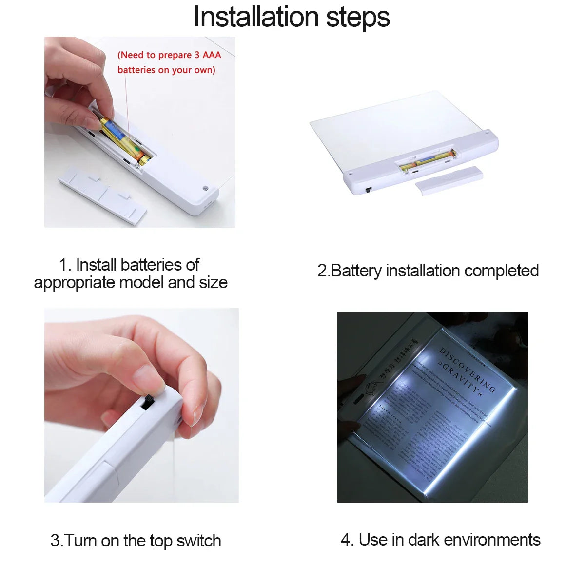 1pc LED Flat Panel Night Vision Reading Light, Eye Protection Reading Light Student Night Reading Light