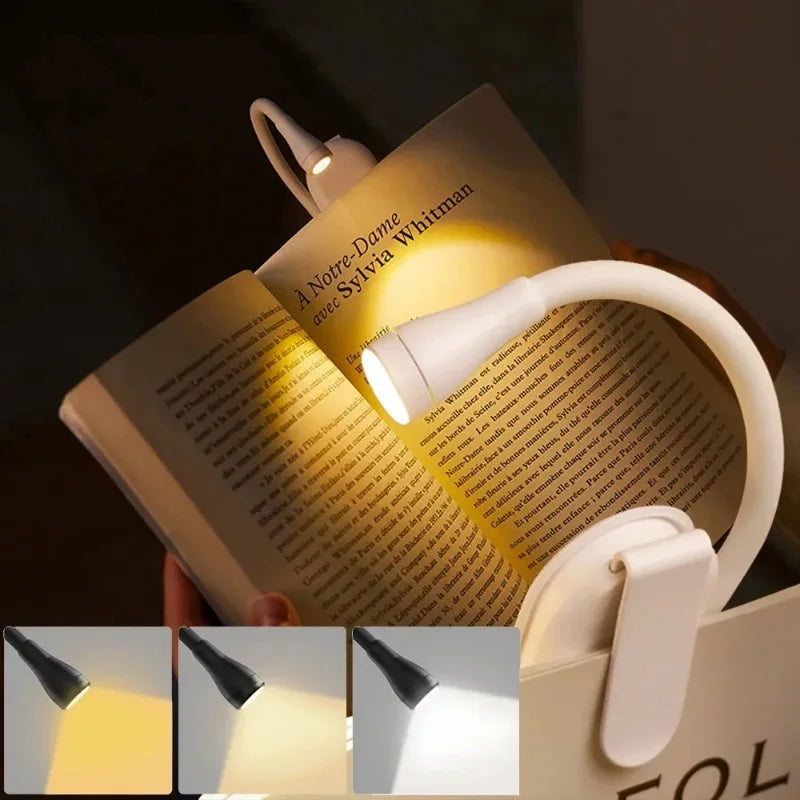 Clip-On Book Light USB Rechargeable LED Reading Lamp Eye Care Mini Desk Light Portable for Students and Bedside Reading