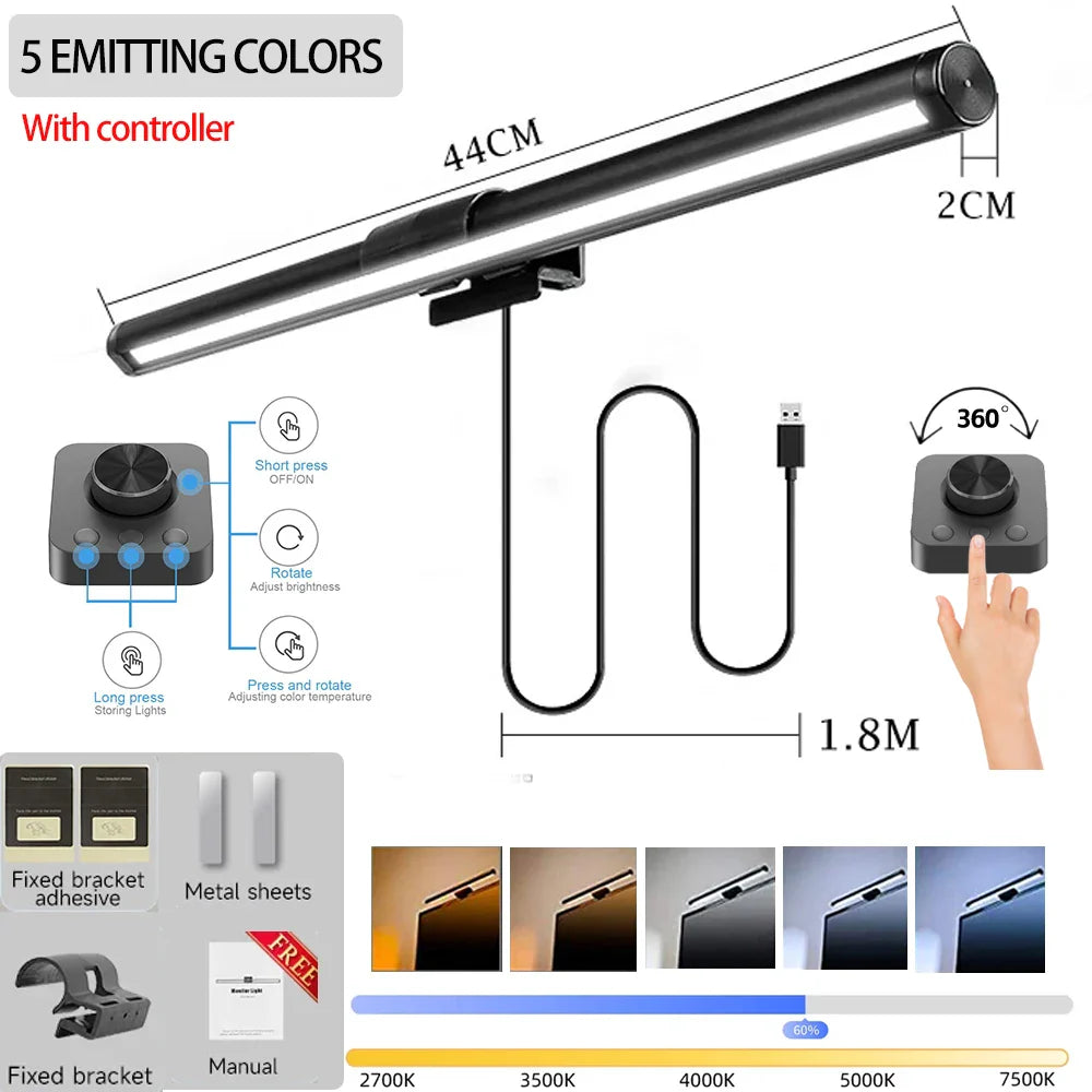 RGB Displays Monitor Light Bar Strip Eye Care Lighting Work Game Learning Reading Dimming Table Light Strip RGB Atmosphere Lamp