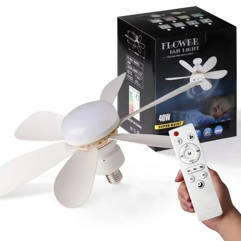 20.5-inch 40W Ceiling Fan with Remote Control LED Light Fan E27 Base, Intelligent Silent Ceiling Fan for Bedroom and Living Room