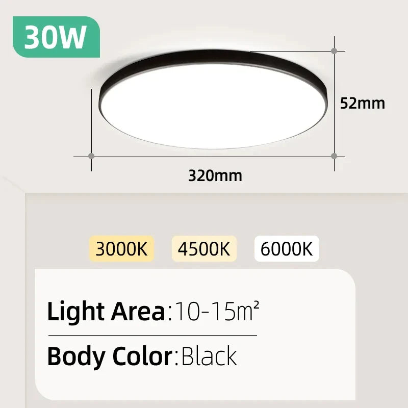 Led Ceiling Lamp 110-265V Ultra Thin Panel Led Light for Living Room Bedroom Indoor Lighting 20W 30W Square Round Ceiling Lights