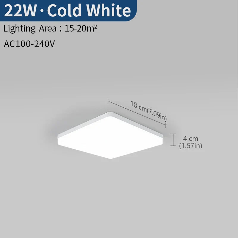 MARPOU Square Led ceiling lamp bedroom lighting Neutral white cold white warm white 48W 36W 24W 18W led ceiling light room