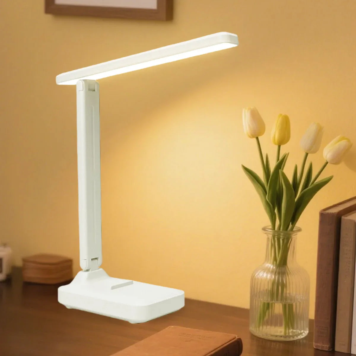 Single-Head LED Folding Desk Lamp，Eye Protection Reading Night Light，Touch Dimmable，800mAh Chargeable battery