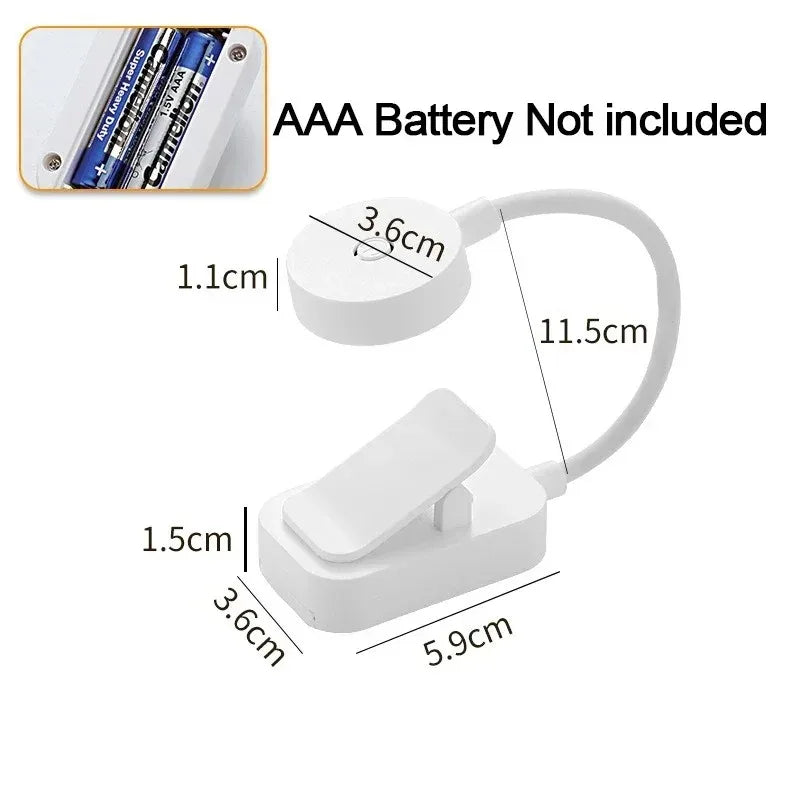 Mini Clip Book Lamp LED Table Lamp Eye Protection 3 Colors Battery Powered Night Light Portable Bedside Student Reading Lamp