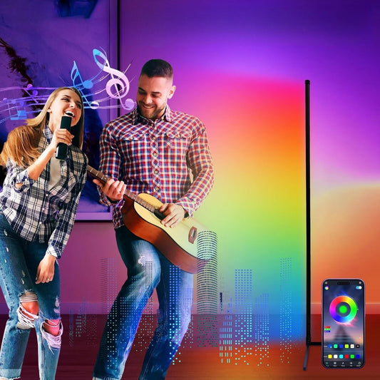 Smart Led Living Room Floor Lamp Rgb Fantasy Floor Lamp Music Synchronization Application Program Control Suitable for Living Room E-Sports Room Easy to Use