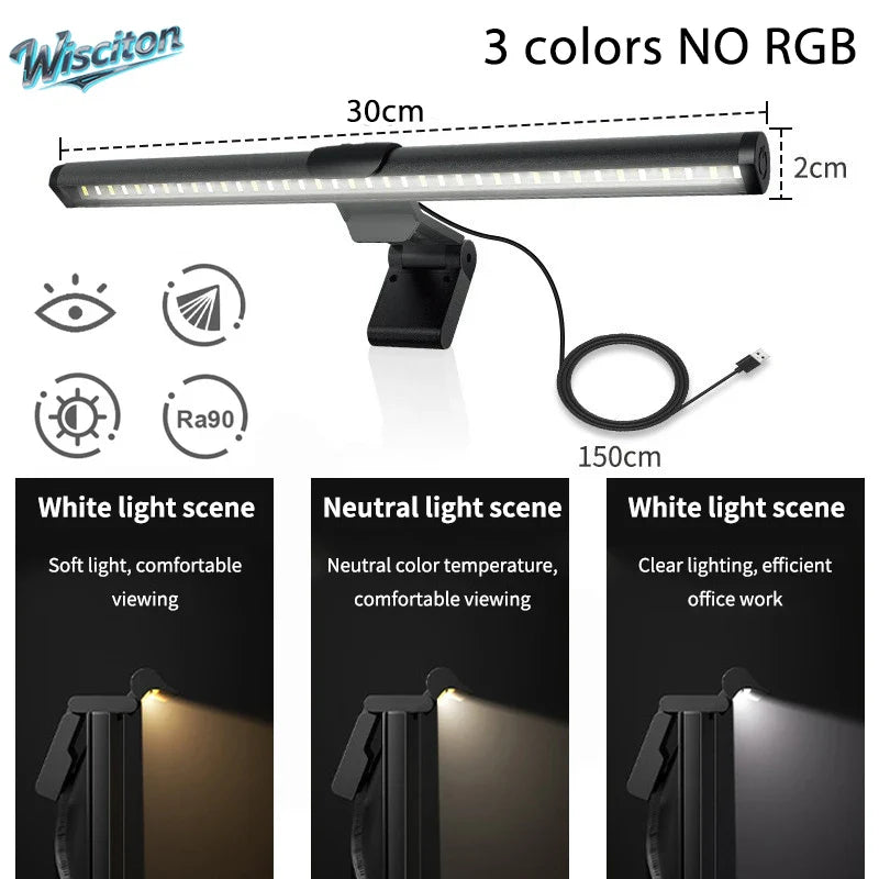LED Monitor Light Bar Dimmable Night Light with 3 Colors Desk Lamp Learning Office Reading Eye Protection Screen Hanging Light