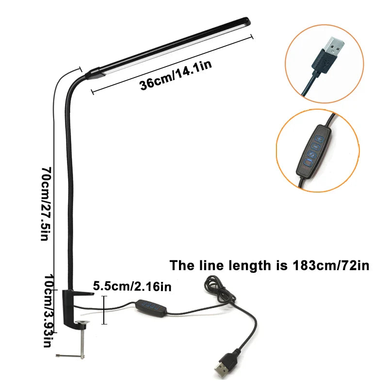 LED Eye-Caring Computer Monito Desk Lamp 10 Level Dimming 3 Color Mode Flexible LED Architect Table Light Reading Lamp for Home