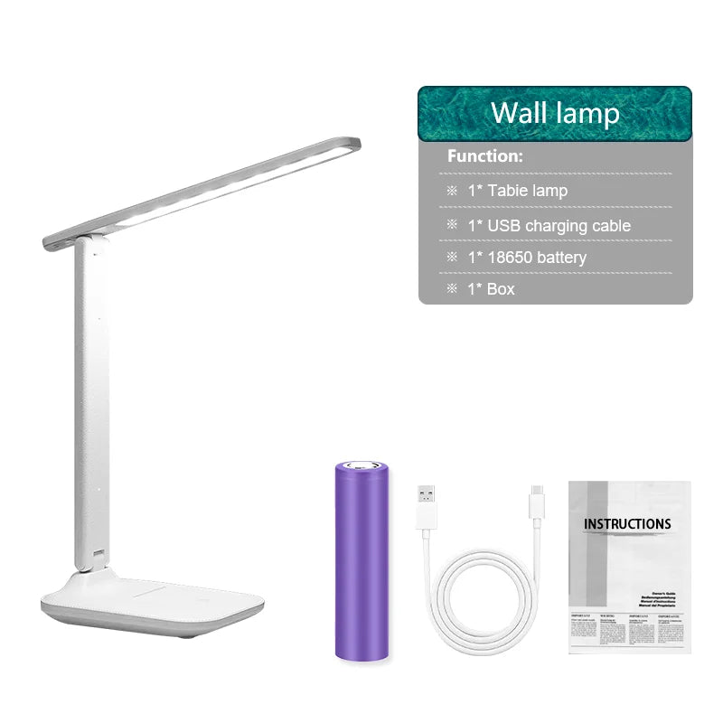 Eye Protection Table Lamp LED Rechargeable Dimmable Wireless Folding Desk Lamp Night Light For Children Study Reading Room Decor