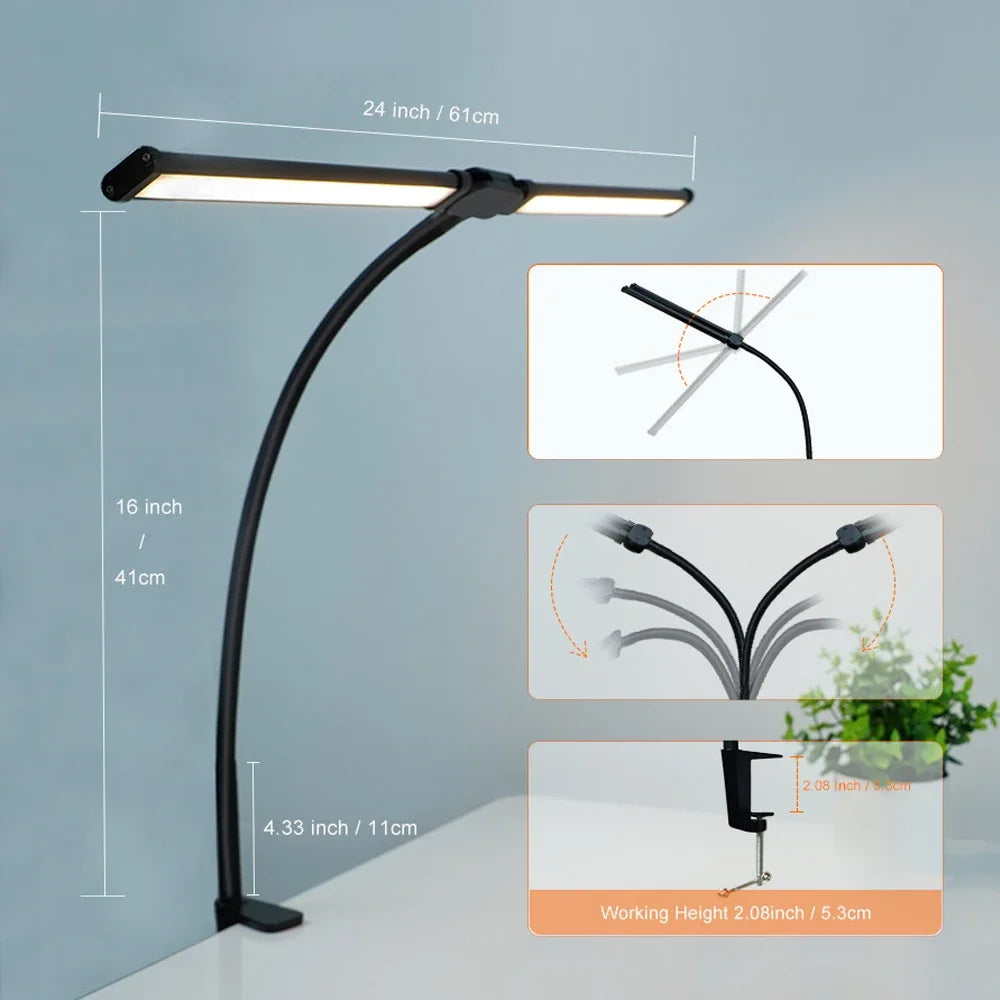 LED Eye-Caring Computer Monito Desk Lamp 10 Level Dimming 3 Color Mode Flexible LED Architect Table Light Reading Lamp for Home