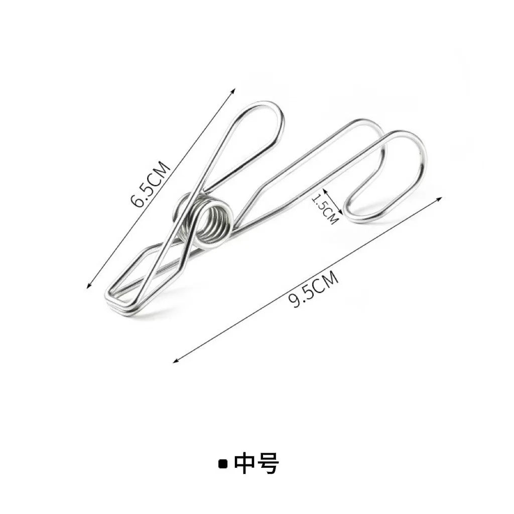 Stainless Steel Clothespins with Hooks Metal Spring Clips with Hooks Universal Hanging Clips for Offices Kitchens Bathroom