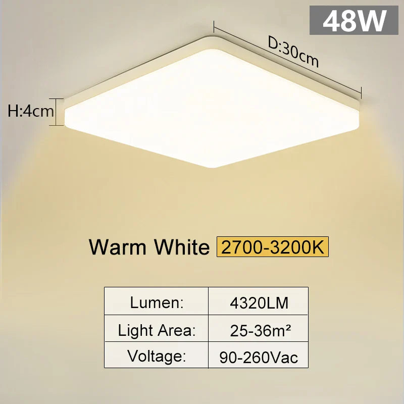 MARPOU Square Led ceiling lamp bedroom lighting Neutral white cold white warm white 48W 36W 24W 18W led ceiling light room