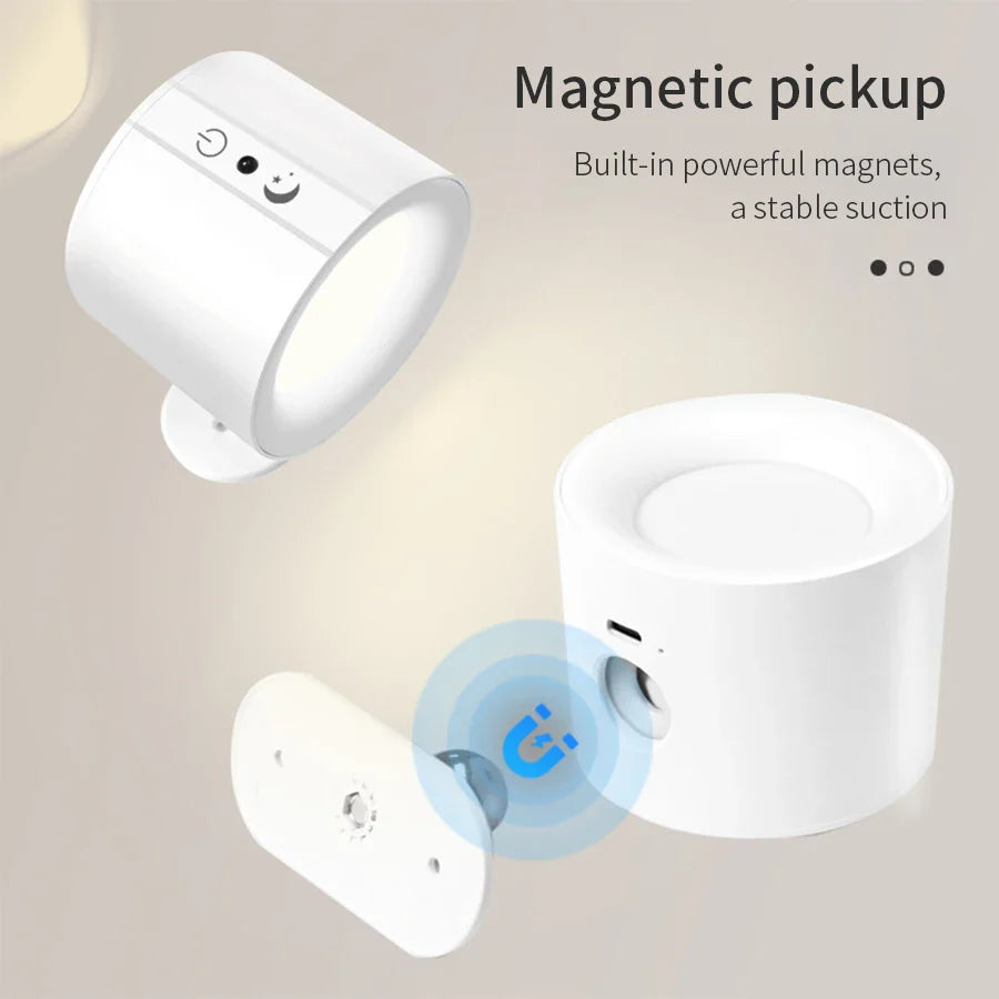 LED Wall Sconces Light Touch Control Double Head Wall Lamp 360 Rotatable 3Colors Wall Lights Wireless Night Lights For Bedroom
