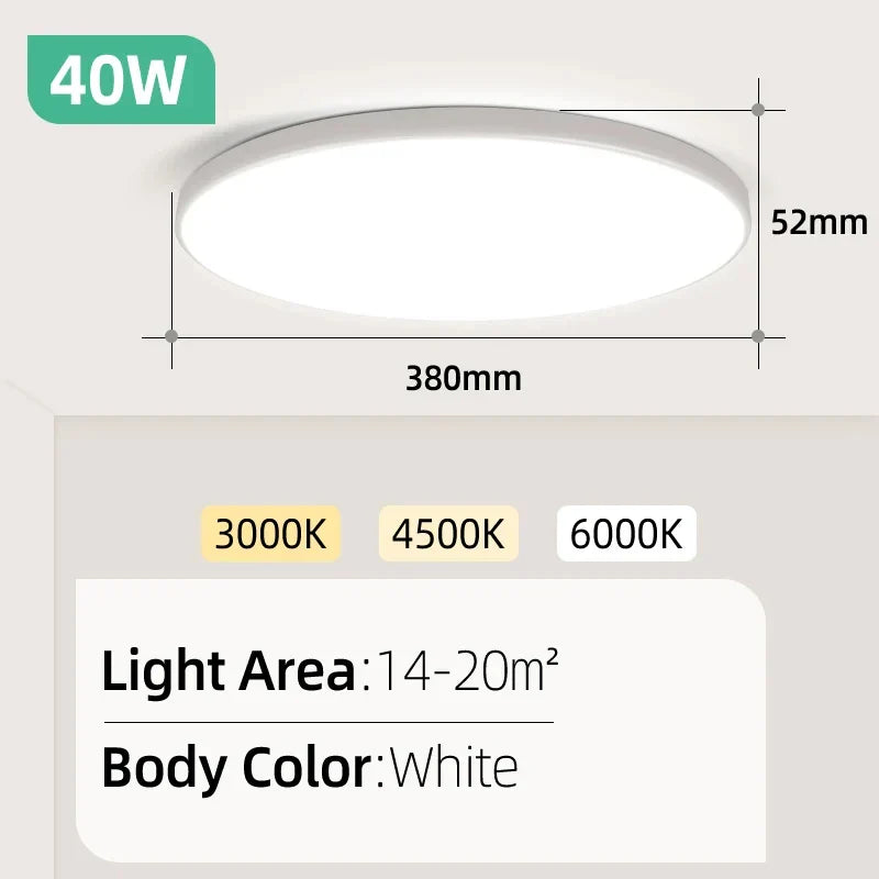 Led Ceiling Lamp 110-265V Ultra Thin Panel Led Light for Living Room Bedroom Indoor Lighting 20W 30W Square Round Ceiling Lights