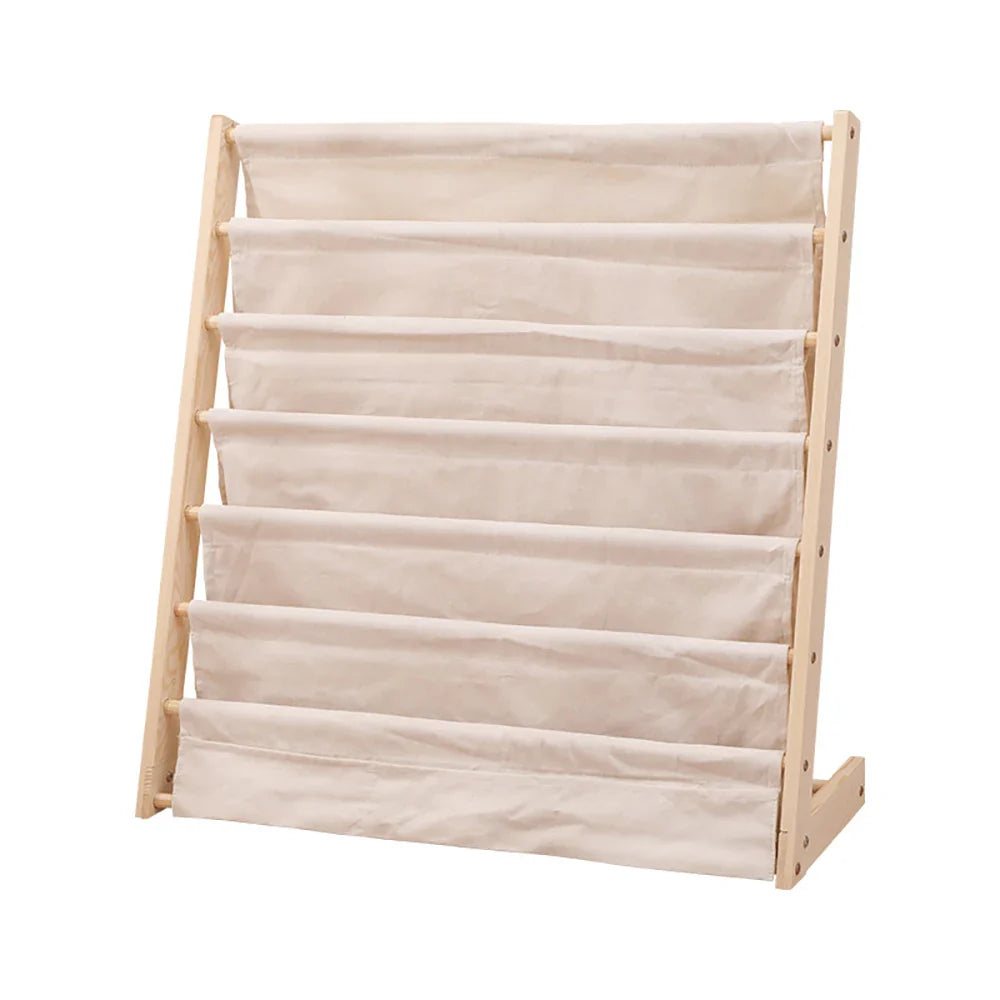 Solid Wood Children Bookshelf Multi-Layer Movable Shelf for Kids Storage Floor Standing Bookshelf Picture Book Rack Bookcase