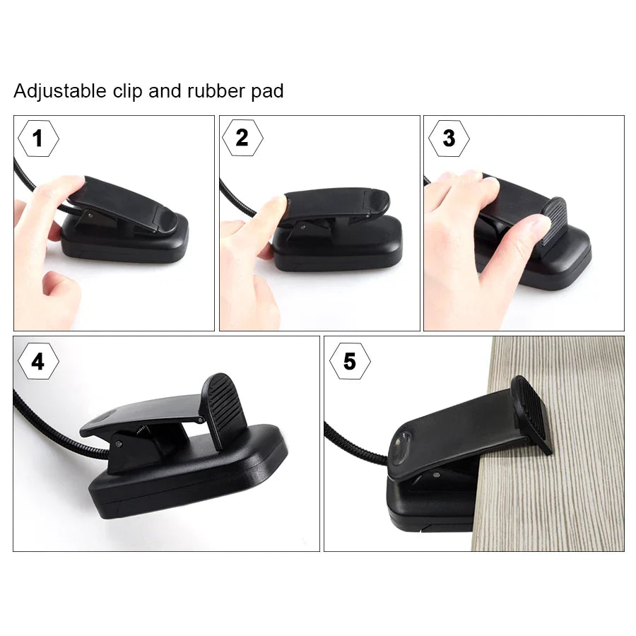 Mini portable LED book light eye protection reading light flexible adjustable direction non-rechargeable battery study lamp bedr