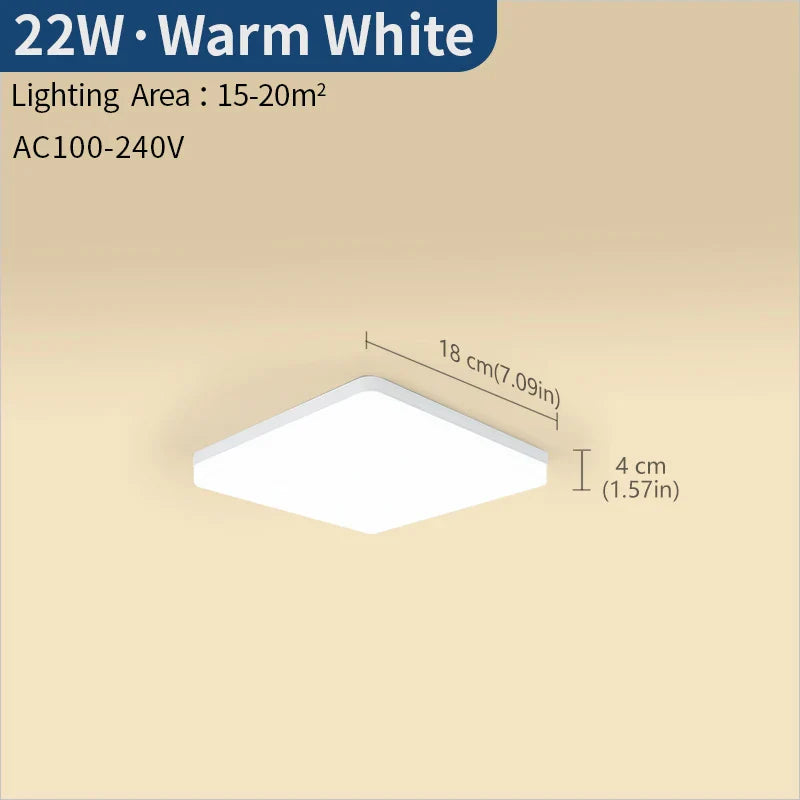 MARPOU Square Led ceiling lamp bedroom lighting Neutral white cold white warm white 48W 36W 24W 18W led ceiling light room