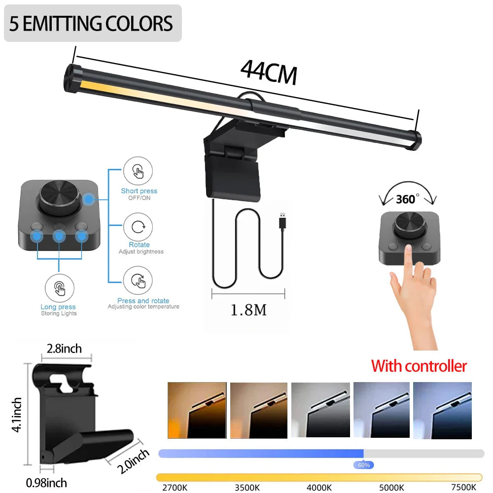 RGB Displays Monitor Light Bar Strip Eye Care Lighting Work Game Learning Reading Dimming Table Light Strip RGB Atmosphere Lamp