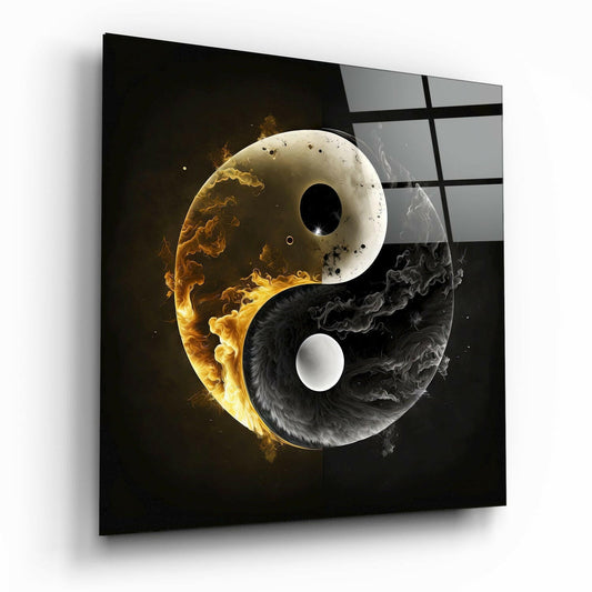 Ying and Yang Glass Wall Art  || Designer Collection
