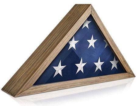 SOLID WOOD Military Flag Display Case for 9.5' x 5' American Veteran Burial Flag