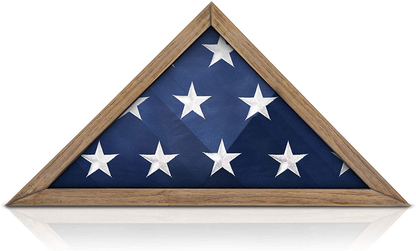 SOLID WOOD Military Flag Display Case for 9.5 x 5 American Veteran Burial Flag, Wall Mounted Burial Flag Frame