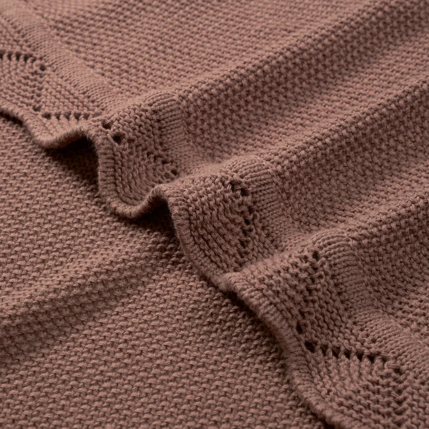 Heirloom Lace Knit Baby Blanket in Mocha