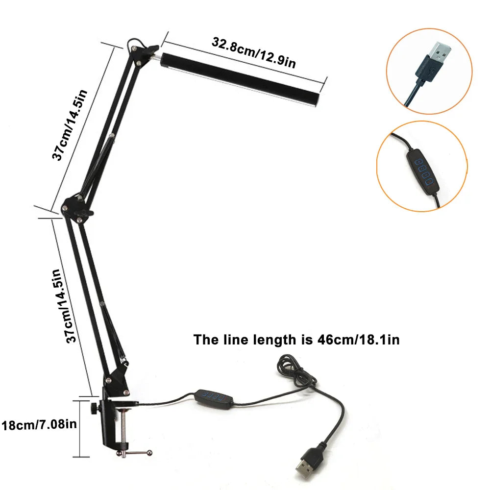 LED Eye-Caring Computer Monito Desk Lamp 10 Level Dimming 3 Color Mode Flexible LED Architect Table Light Reading Lamp for Home