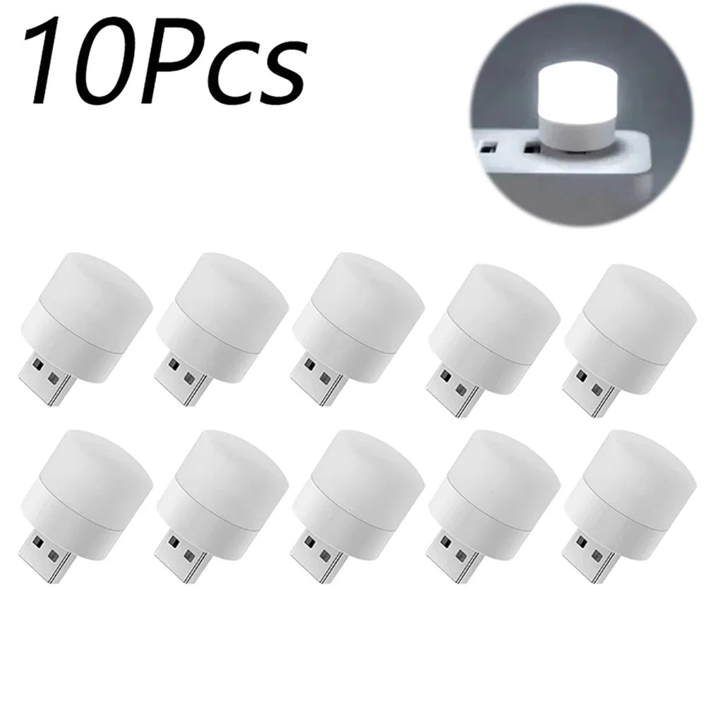 1/3/5/10Pcs USB Night Light Warm White LED Plug-In Light Bulb Portable Home Environment Light Energy-Saving Reading Night Light