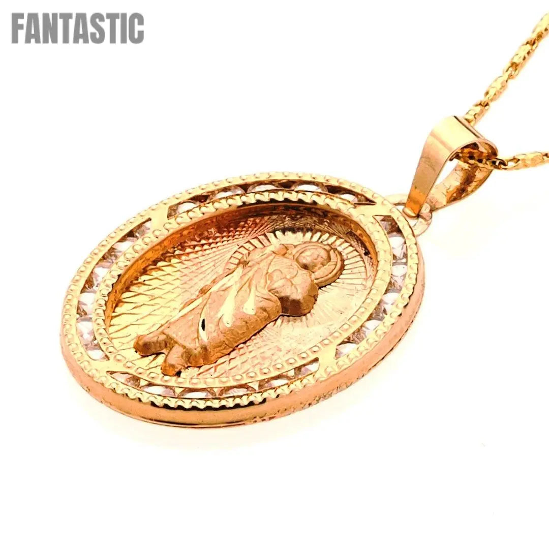 14K Gold CZ Saint Judas Pendant