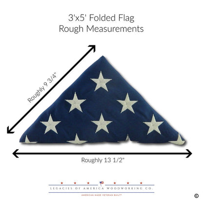 American Flag For Flag Display Case - 3ft x5 ft or 5ft x 9.5ft America Cotton Flag or folded 3ft x 5ft or folded 5ft x 9.5 ft America Flag.