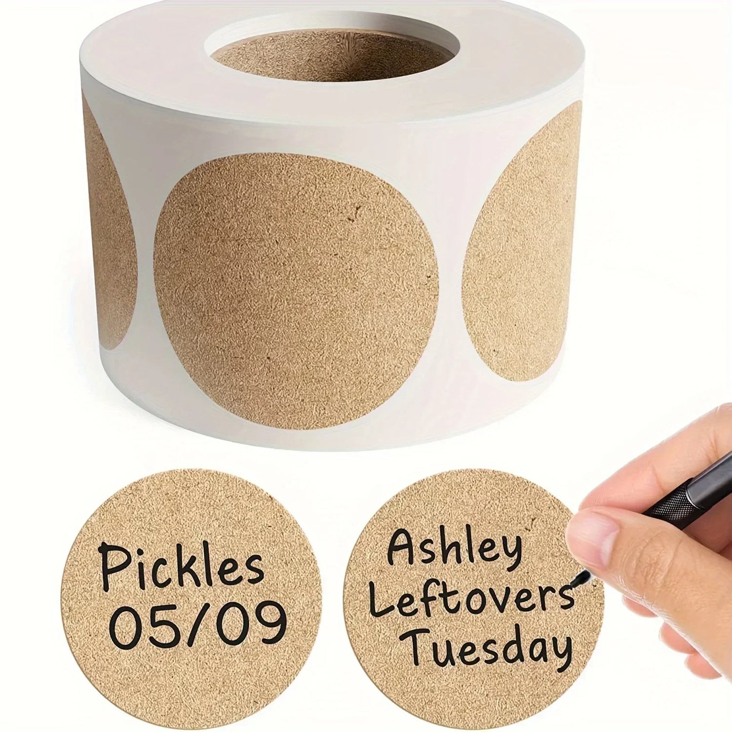 500 pcs 1 roll Kraft Dissolvable Mason Jar Labels Dissolvable Food Labels for Containers Jam Homemade Canning Jar Stickers