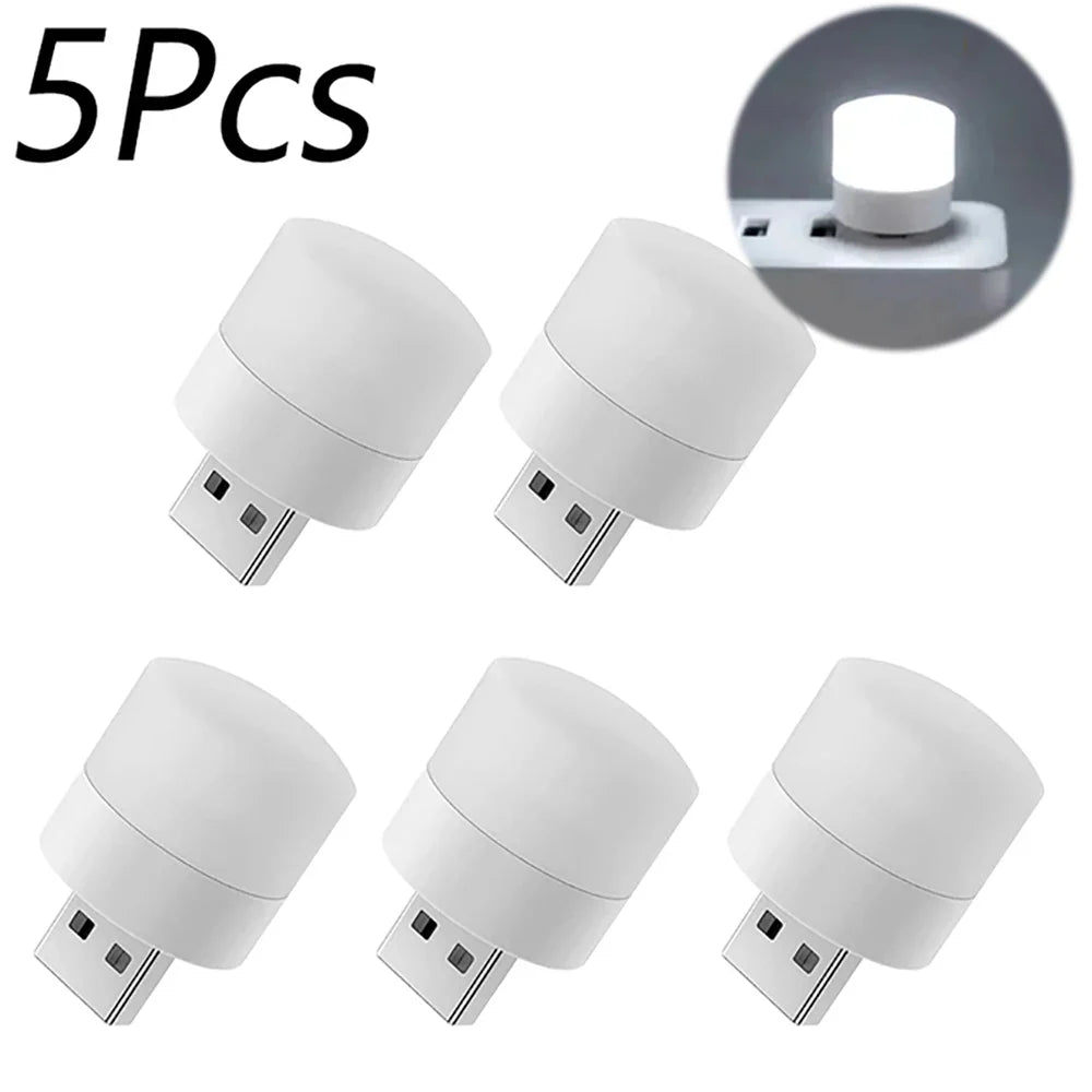 1/3/5/10Pcs USB Night Light Warm White LED Plug-In Light Bulb Portable Home Environment Light Energy-Saving Reading Night Light