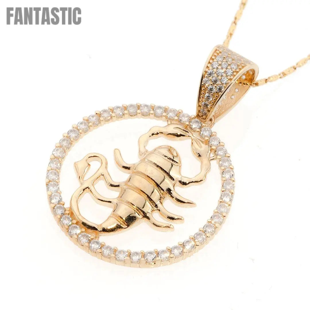 14K Gold CZ Scorpio Zodiac Pendant