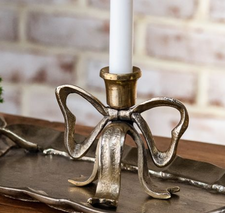 4.25" Gold Deco Bow Candle Holder