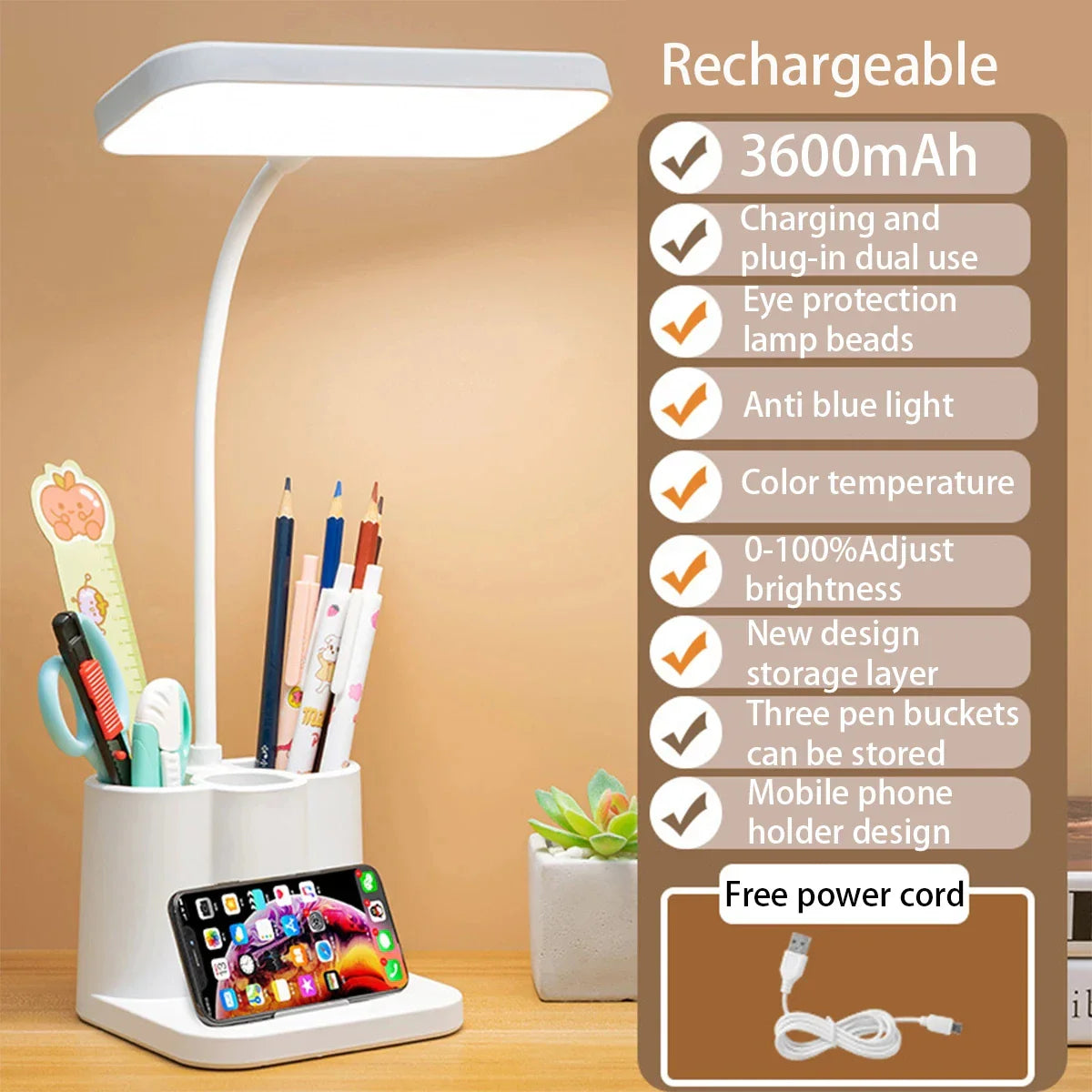 Led Eye Protection Desk Lamp For Studying Dormitory Desk USB Powered Small Table Lamp Bedroom Bedside Reading Lamp