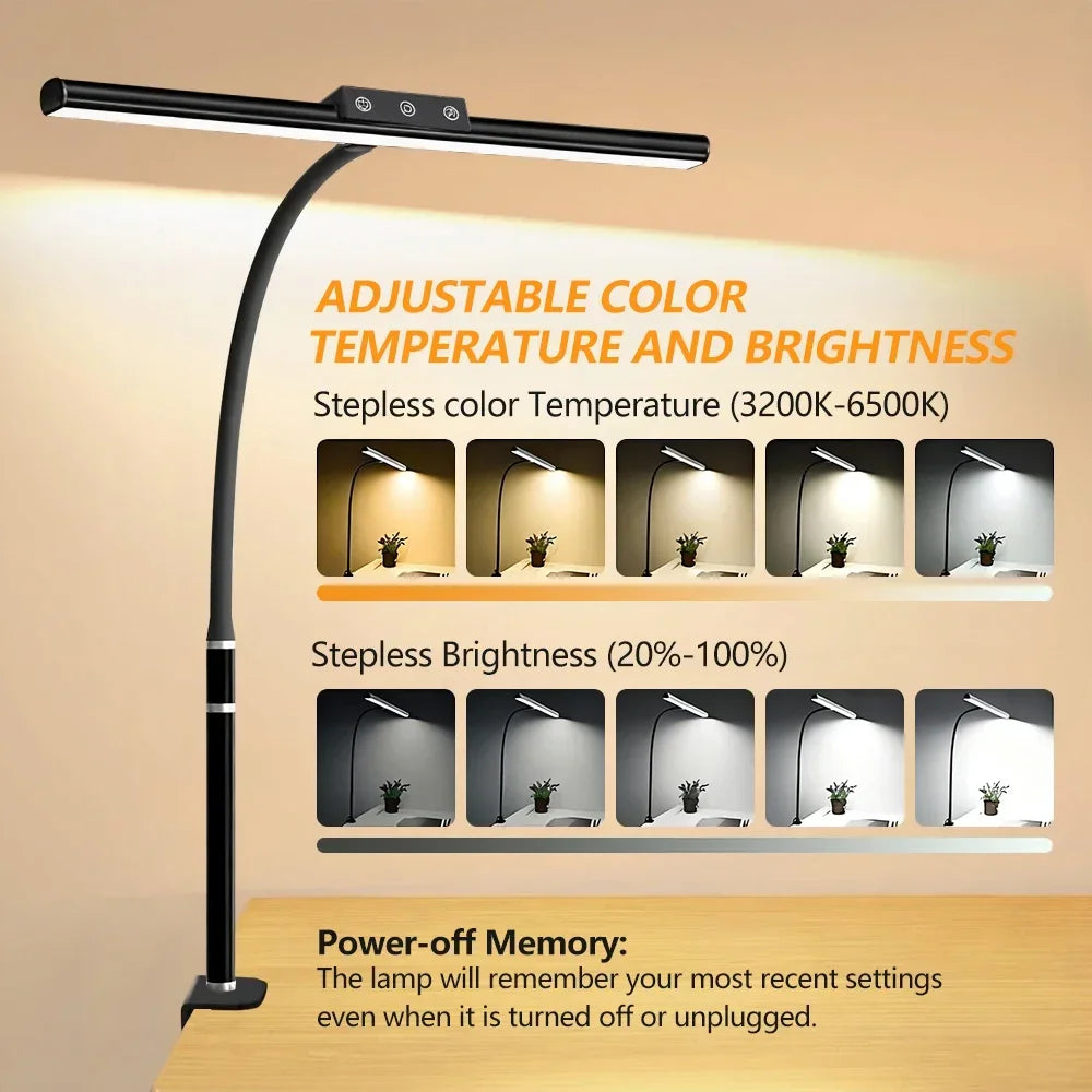 Home LED Eye-Caring Architect Desk Lamp No Flicker Flexible Gooseneck Dimmable Office PC Screen USB Table Light for Reading Work