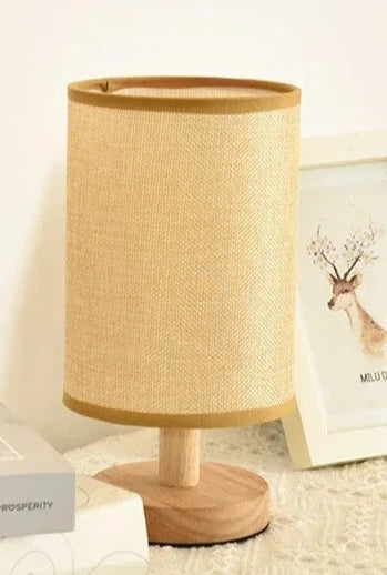 USB plug Lamp Night Lights Table Lamp For Bedroom Wooden Desk Lamp Bedside Night Light with Cylinder Lamp Shade Home Decor