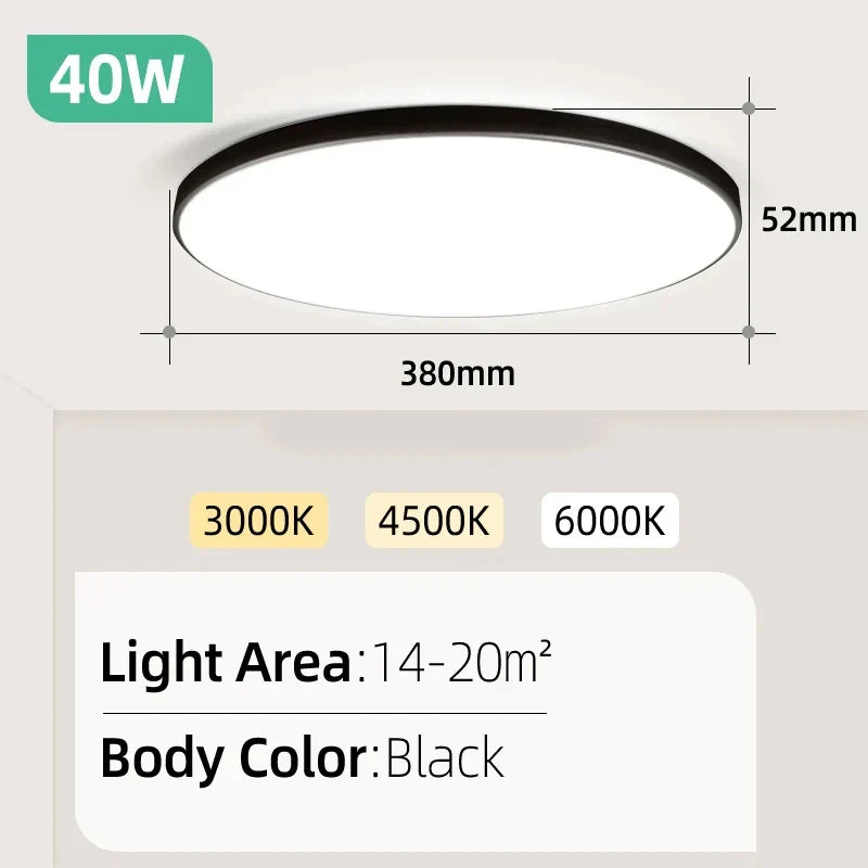 Led Ceiling Lamp 110-265V Ultra Thin Panel Led Light for Living Room Bedroom Indoor Lighting 20W 30W Square Round Ceiling Lights