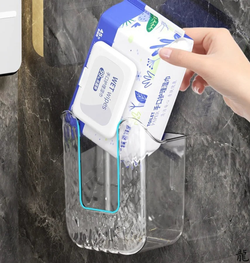 Wall Mounted Wet Wipes Dispenser Self-Adhesive Holder Kitchen Bathroom Tissue Paper Towel Case Box - Home Storage Organizer