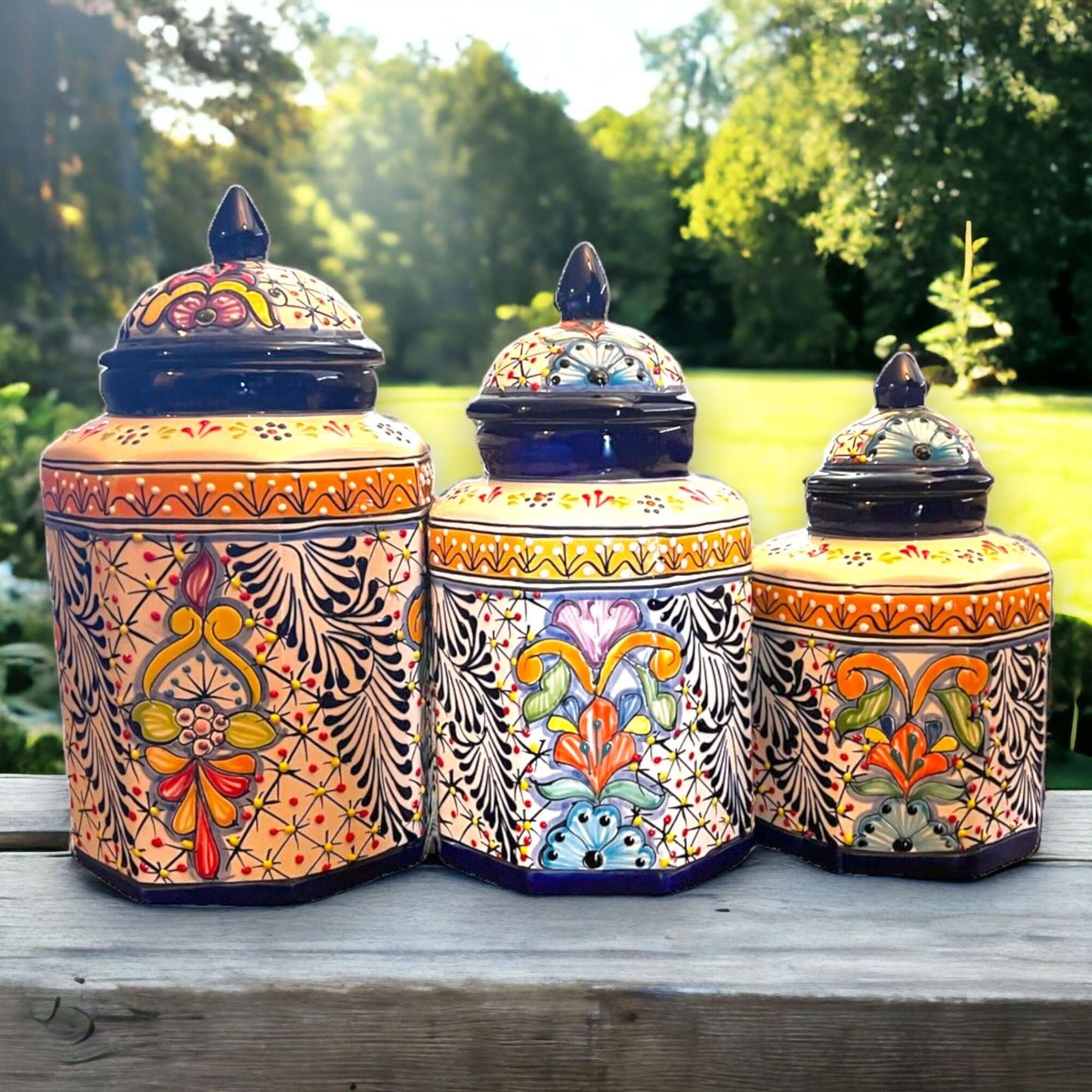 Talavera Canister Set | Colorful Handmade Mexican Kitchen Jars