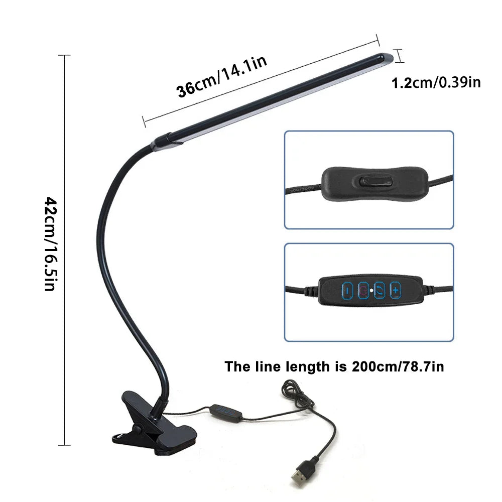 LED Eye-Caring Computer Monito Desk Lamp 10 Level Dimming 3 Color Mode Flexible LED Architect Table Light Reading Lamp for Home