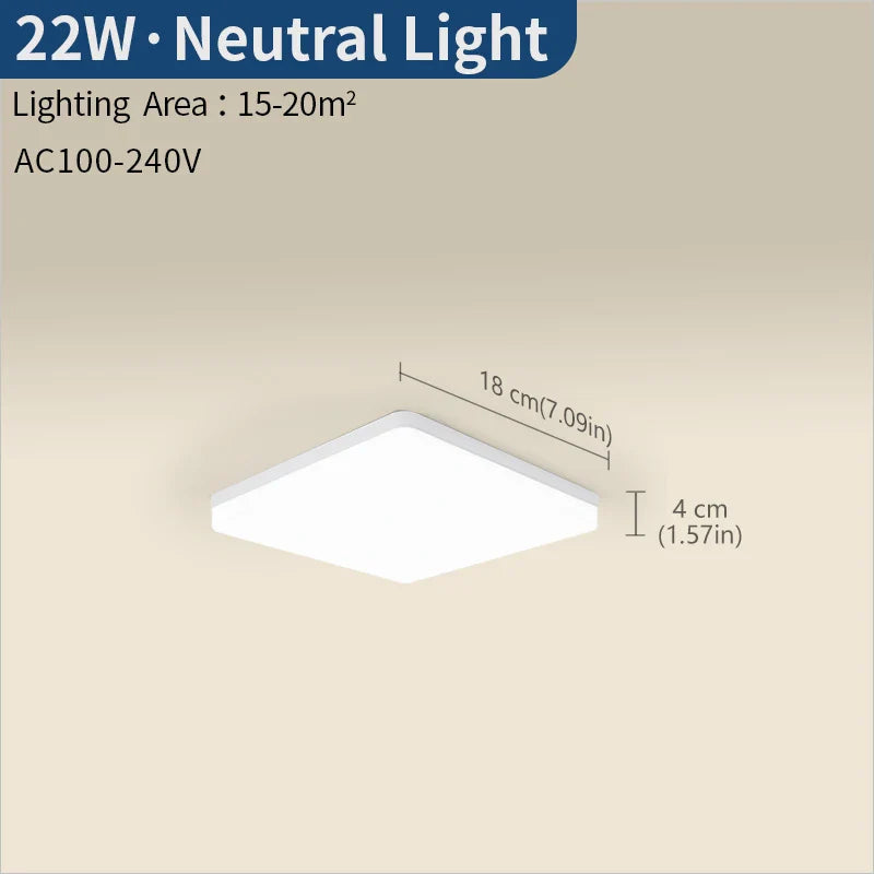 MARPOU Square Led ceiling lamp bedroom lighting Neutral white cold white warm white 48W 36W 24W 18W led ceiling light room