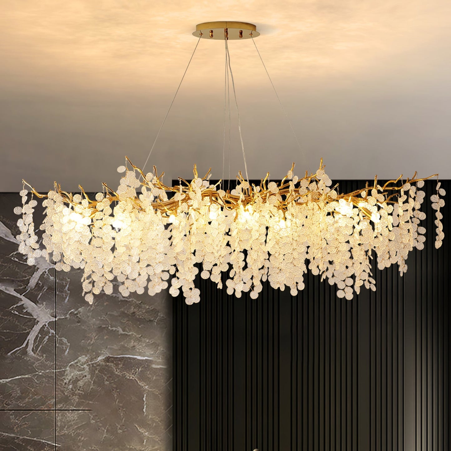 Shiro Noda Glass Coin Chandeliers